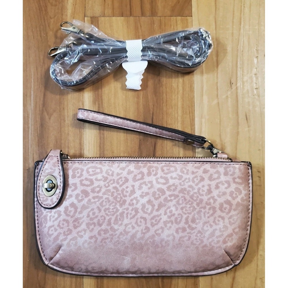 Joy Susan Pink Leopard Print Convertible Purse Wristlet or Crossbody Bag